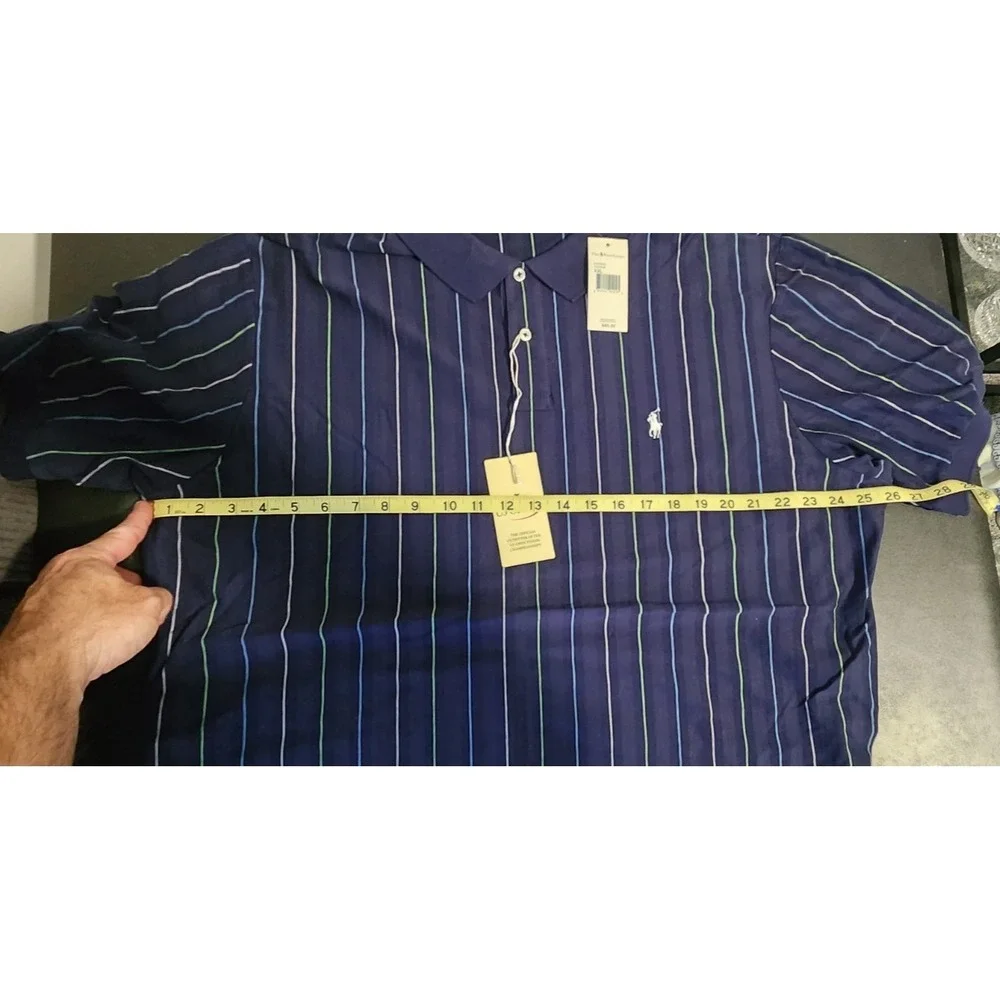 NWT‎ Polo Ralph Lauren Tennis US Open Polo Shirt XXL Navy Stripe Pima Cotton